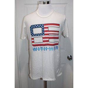 Baja East Bee with Her Crew Neck T Shirt Short Sleeve Distress White Size 2 (L)